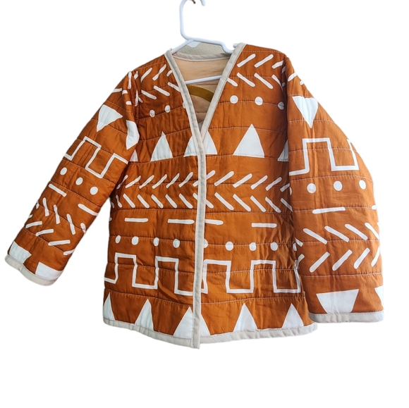 Candid Art Shapes & Angles Reversible Quilted jacket size 4/5 NWOT 100%cotton - Picture 3 of 5
